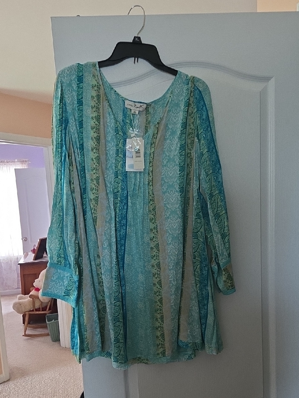 Simply Noelle Teal and Aqua Printed Tunic